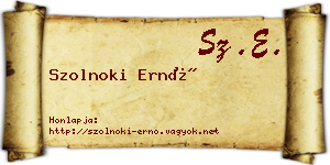 Szolnoki Ernő névjegykártya